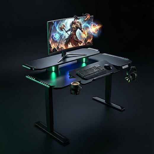 ARTIKEL Phantom Electric Height Adjustable Gaming Table for Home & Office | RGB Lights with Remote, Foldable Keyboard Tray, Cup Holder, Headset Hook, Cable Management |72โ118cm|80kg Capacity - Black ARTIKEL Phantom Electric Height Adjustable Gaming Table for Home & Office | RGB Lights with Remote, Foldable Keyboard Tray, Cup Holder, Headset Hook, Cable Management |72โ118cm|80kg Capacity - Black