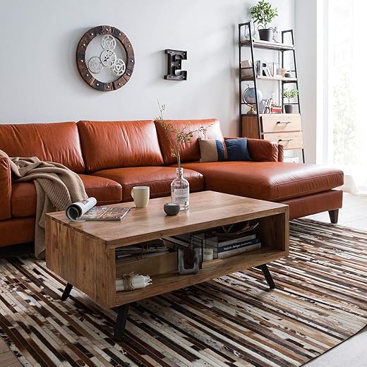 G Fine Furniture Wooden Center/Centre Table for Living Room | Drawing Room & Office, Natural Finish & Iron Black Legs, 18 in, 32 in G Fine Furniture Wooden Center/Centre Table for Living Room | Drawing Room & Office, Natural Finish & Iron Black Legs, 18 in, 32 in