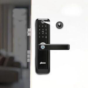 Ozone Smart Door Lock with Camera, Wi-Fi Enabled, 6 Way Access (Fingerprint, Password, RFID, App, OTP Unlock, Emergency Key), Auto Secure Alarm, USB Backup, Black, 2 Year Warranty Ozone Smart Door Lock with Camera, Wi-Fi Enabled, 6 Way Access (Fingerprint, Password, RFID, App, OTP Unlock, Emergency Key), Auto Secure Alarm, USB Backup, Black, 2 Year Warranty