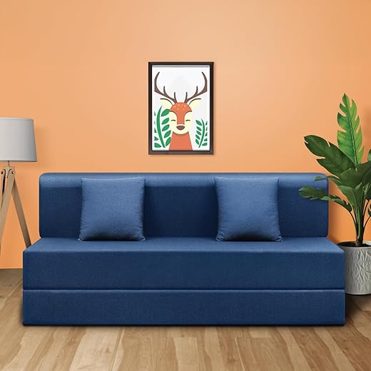 Sleepyhead Napster Sofa Cum Bed | 3-Year Warranty | 3 Seater Foldable Sofa Bed with 2 Cushions | 5-in-1 Convertible Sofabed | High-Density Foam | Washable Cover | Indigo Blue (6 X 5 Feet) Sleepyhead Napster Sofa Cum Bed | 3-Year Warranty | 3 Seater Foldable Sofa Bed with 2 Cushions | 5-in-1 Convertible Sofabed | High-Density Foam | Washable Cover | Indigo Blue (6 X 5 Feet)