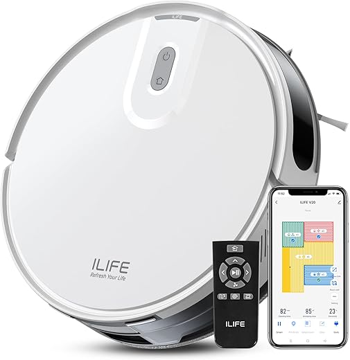 ILIFE V20 Robot Vacuum Cleaner with SoF Laser Navigation, 5000Pa Suction, 2-in-1 Vacuum & Mop, Customized Cleaning, Ideal for Pet Hair and All Floor Types, App, Alexa, Google Home & Remote Control ILIFE V20 Robot Vacuum Cleaner with SoF Laser Navigation, 5000Pa Suction, 2-in-1 Vacuum & Mop, Customized Cleaning, Ideal for Pet Hair and All Floor Types, App, Alexa, Google Home & Remote Control